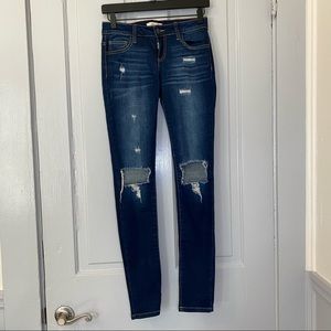 Cello Dark Wash Distressed Jeans